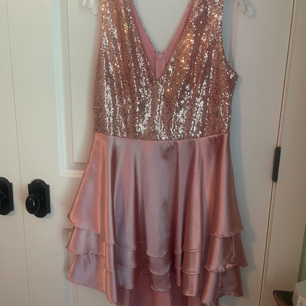 Pink Sequin and Satin Dress